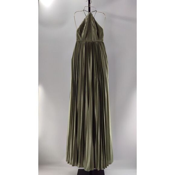 Lulus Dresses & Skirts - Lulus Women Elaborate Charm Satin Pleated Backless Maxi Dress Green XS